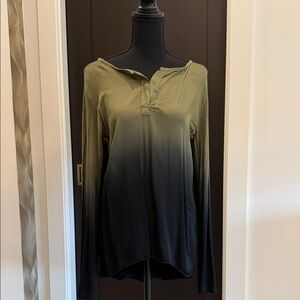 Elegant Olive and Black Ombre Long Sleeve Top